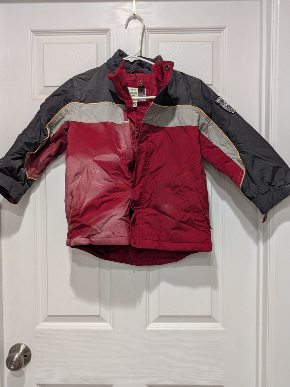 Place Red and Black Puffer Jacket with Gray Accents